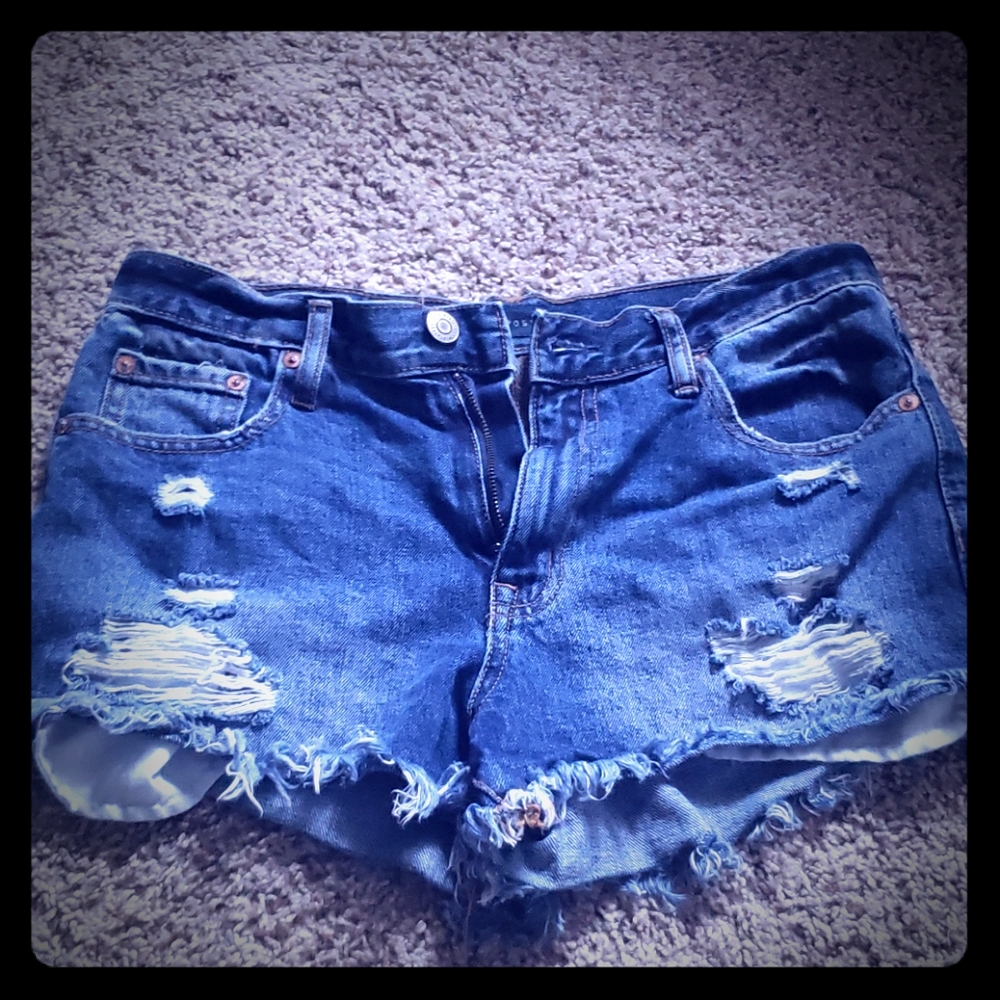 Denim ripped shorts